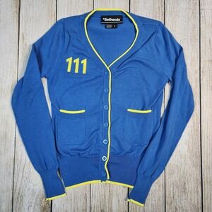 Rare Bethesda Fall Out Vault 111 Cardigan Sweater Women's Small Blue Yellow 2015